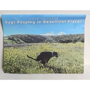 Funny Dog Pooping Wall Calendar 2024 Gag Gift Humor Decor 9.8x7.4" NEW